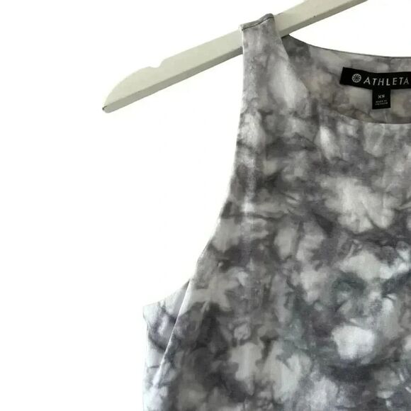 Athleta Santorini Gray White Tie Dye Print High Neck Tank Dress Size XS #2016 - Picture 4 of 13